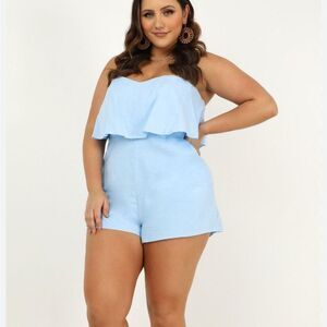 Showpo Sky Blue strapless Women's romper